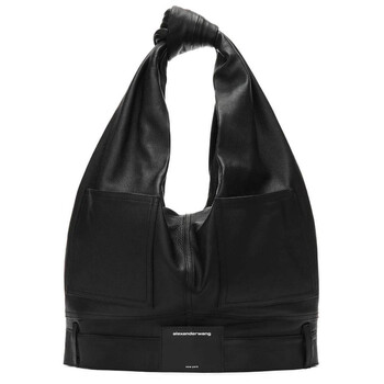 Black Moto Leather Small Hobo Bag