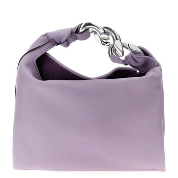 Lilac Leather Small Chain Hobo Bag