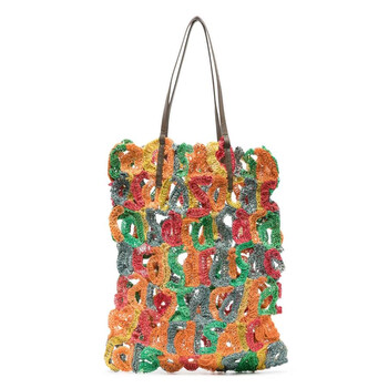 Multicolor Crochet Logo Tote Bag