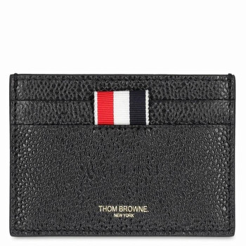 Pebbled Grain Leather Card Case In Black