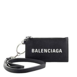 Black Grained Calfskin Cash Card Case On Keychain