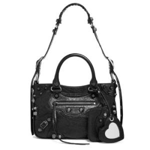 Black Leather Le Cagole Tote Bag