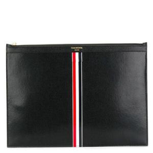 Black Pebble Leather Medium Stripe Document Holder