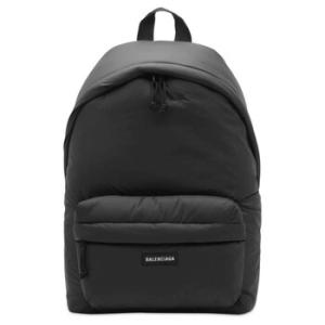 Black Puffy Nylon Explorer Backpack