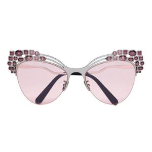 Crystal Pink Cat Eye Sunglasses 000WES0061PTE003NDDWK