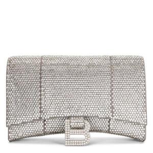 Smoke Grey Rhinestone Hourglass Wallet On Chain Bag