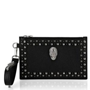 lack Fauxleather Crystal Stud Clutch Bag