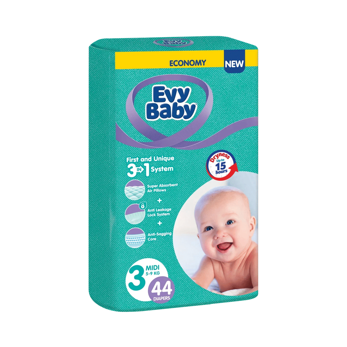 EVY BABY - ევი ბეიბი ბავშვის საფენი TWIN 5-9 კგ 44 ცალი 0243