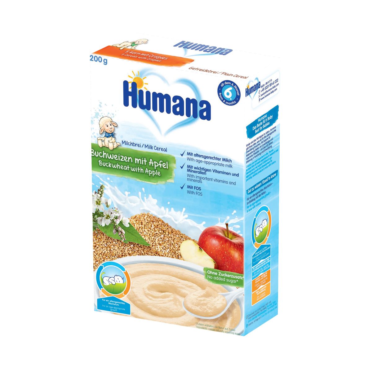 Humana - ჰუმანა რძიანი წიწიბურის ფაფა ვაშლით 200გ5580