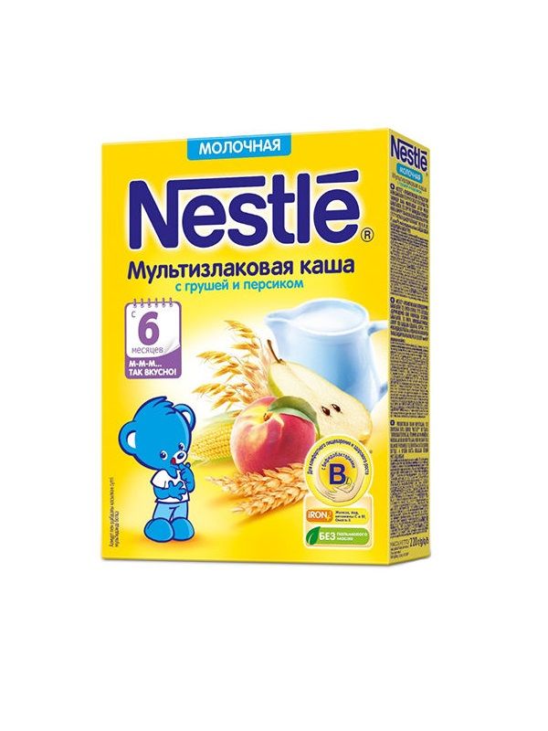 Nestle - ნესტლე რძიანი ფაფა 5 მარცვალი ატამი და მსხალი 0331