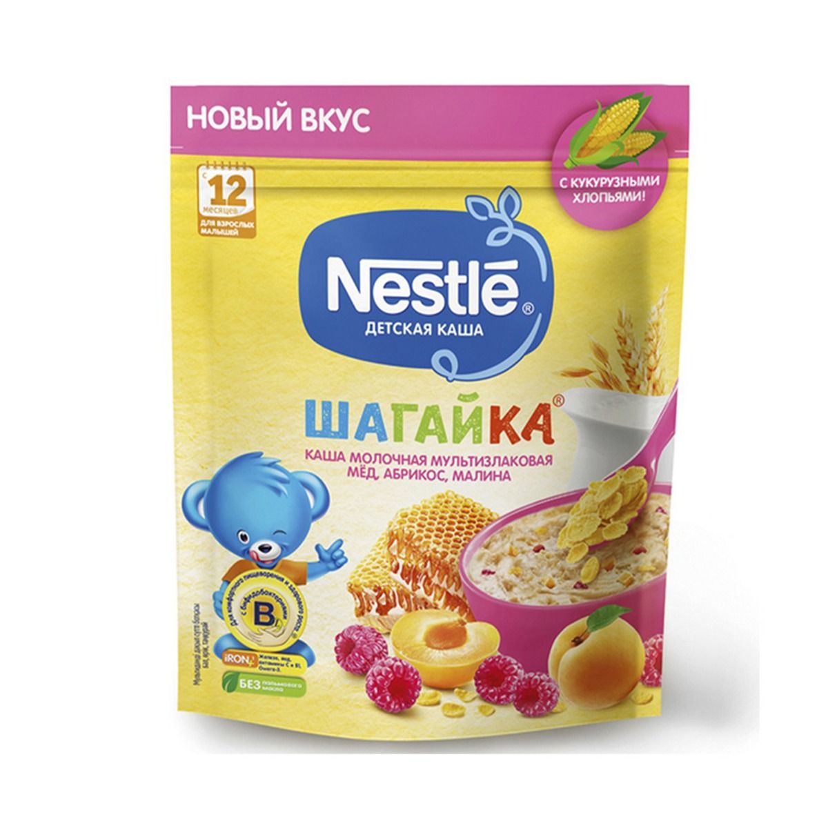 Nestle - ნესტლე შაგაიკა რძიანი ფაფა თაფლი გარგარი და ჟოლო 8837