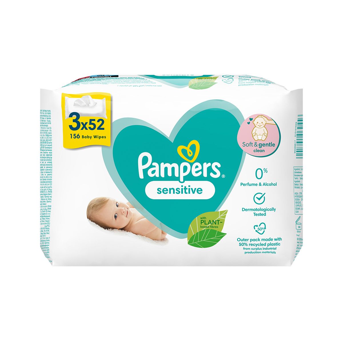 Pampers - პამპერსი სველი ხელსახოცი 52 ცალი 3 შეკვრა 2556