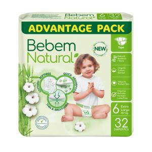 Bebem Natural - ბებემ ნეიჩერალს ბავშვის საფენები 15+ კგ 32 ცალი 1982