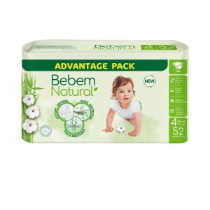 Bebem Natural - ბებემ ნეიჩერალს ბავშვის საფენები 7-14 კგ 52 ცალი 6307