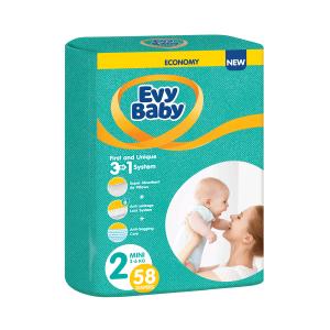 EVY BABY - ევი ბეიბი ბავშვის საფენი TWIN 3-6 კგ 58 ცალი 0205