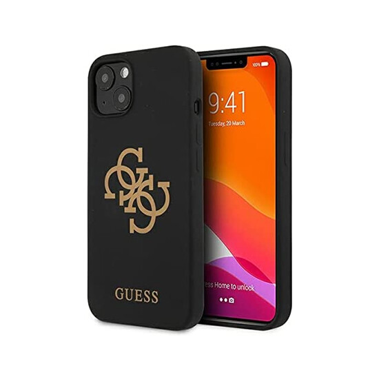 Guess Liquid Silicone Case Big 4G With Logo Print iPhone 13 Mini GUHCP13SLS4GGBK Black