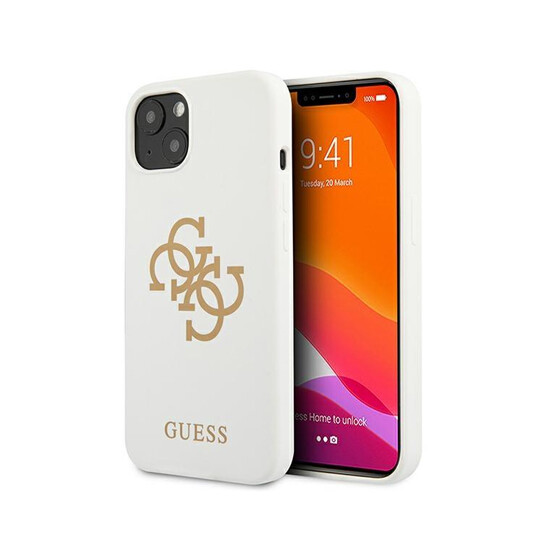 Guess Liquid Silicone Case Big 4G With Logo Print iPhone 13 Mini GUHCP13SLS4GGWH White