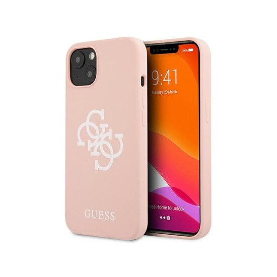 Guess Liquid Silicone Case Big 4G With Logo Print iPhone 13 Mini GUHCP13SLS4GWPI Pink
