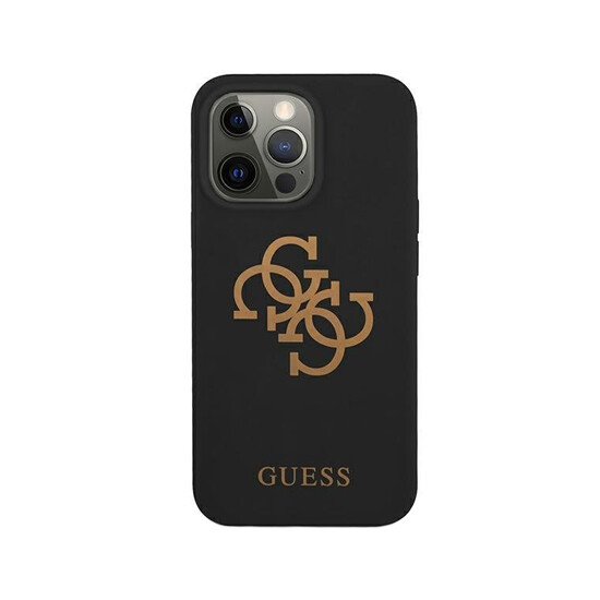 Guess Liquid Silicone Case Big 4G With Logo Print iPhone 13 Pro GUHCP13LLS4GGBK Black