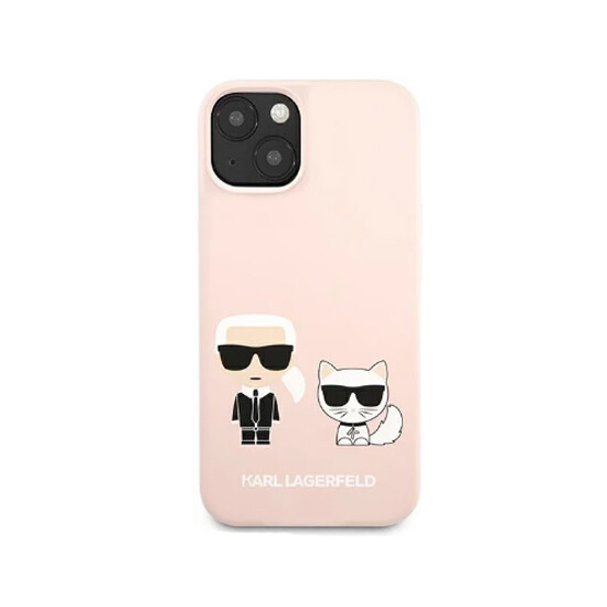 Karl Lagerfeld Liquid Silicone Case Karl And Choupette iPhone 13 Mini KLHCP13SSSKCI Light Pink