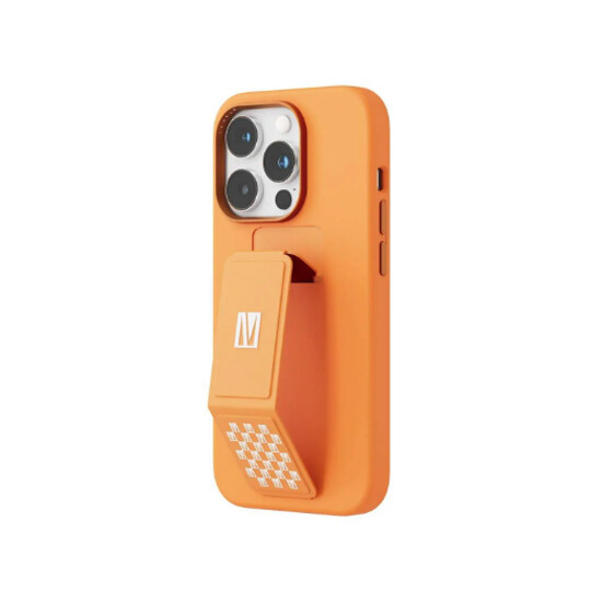 Levelo Morphix Silicone Case With Leather Grip for iPhone 14 Pro Max Orange