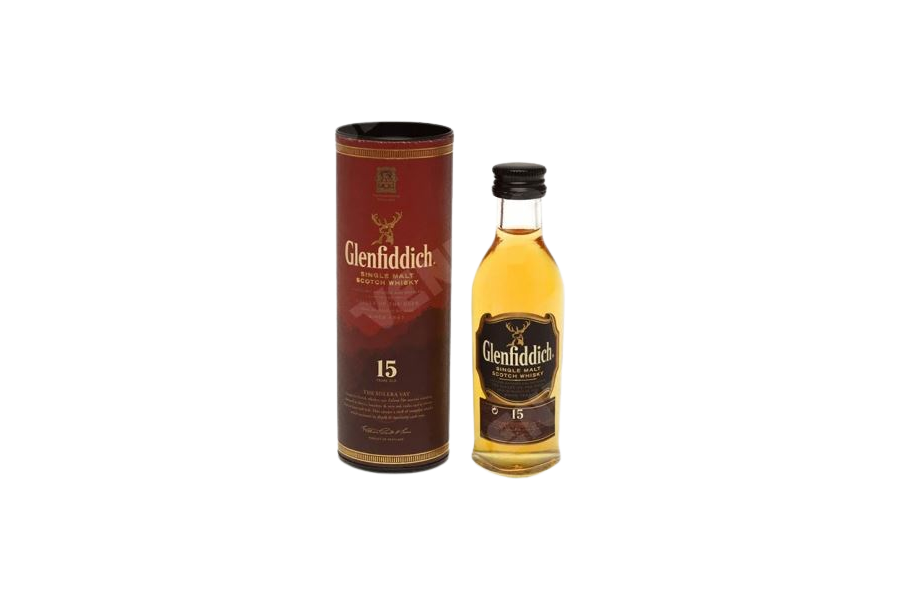 ერთალაოიანი შოტლანდიური ვისკი Glenfiddich, 15 წლიანი - 0.05L