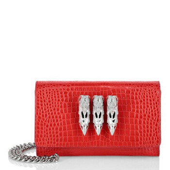 CrocodilePrint Skull Crystal Shoulder Bag