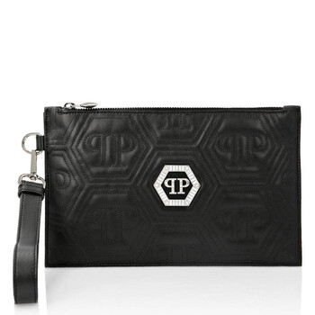 Hexgonal Logo Minaudiere Crystal Clutch Bag In Black