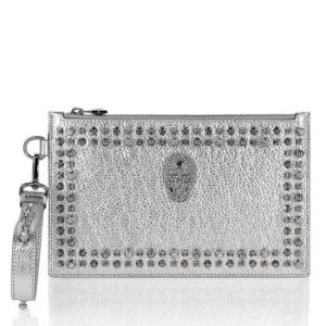 FauxLeather Crystal Stud Clutch Bag