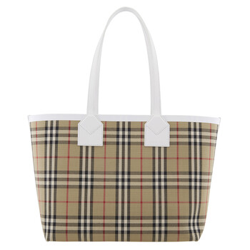 Archive Beige Check Cotton Canvas Medium London Tote