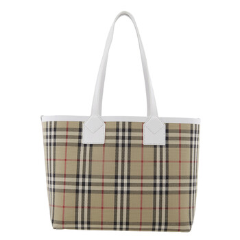 Archive Beige Check Cotton Canvas Small London Tote