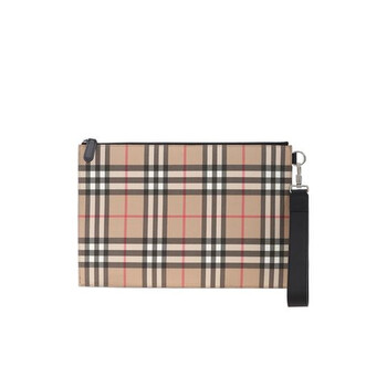 Archive Beige Vintage Check Ecanvas And Leather Zip Pouch