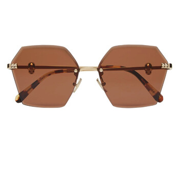 Beverly Brown Hexagonal Sunglasses 000WES0104PTE003NG6ZG