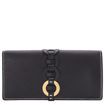 Black Darryl Long Leather Wallet