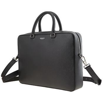 Black Grainy Leather Compact Briefcase