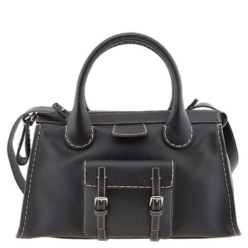 Black Medium Edith Top Handle Bag