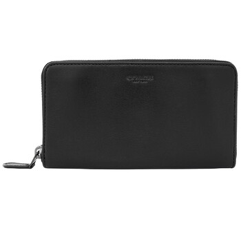 Black Sport Calf Leather Accordion Wallet  Black