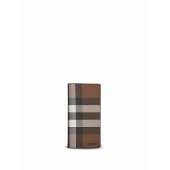 Dark Birch Brown CheckPrint ECanvas Leather Wallet