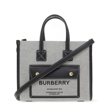 Freya Mini Twotone Canvas And Leather Tote In Black