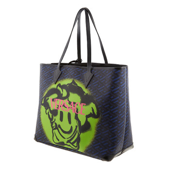 Graffiti Medusa Print Smiley Tote Bag