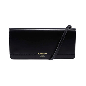 Horseferry Print Leather Shoulder Bag In Black