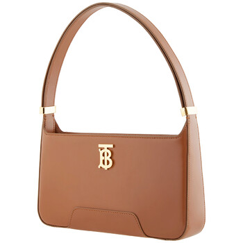 Leather TB Shoulder Bag In Warm Tan