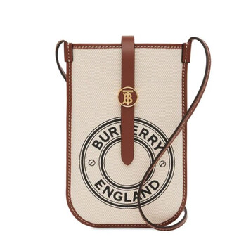 Natural  Tan Anne Logo Canvas And Leather Crossbody Phone Case