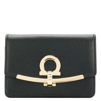 Salvatore Ferragamo Black Gancini Card Case