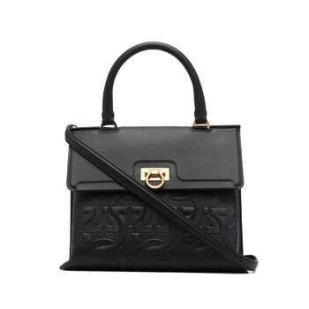 Salvatore Ferragamo Black Trifolio Top Handle S