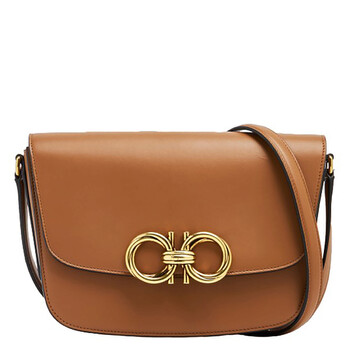 Salvatore Ferragamo Brown Leather Trapezio Crossbody Bag