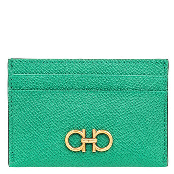 Salvatore Ferragamo Green Gancini Credit Card Holder