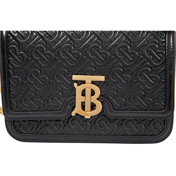 Small Quilted Monogram Lambskin TB Bag Black