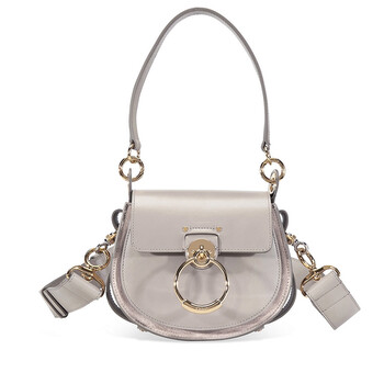 Tess Small Shiny  Suede Calfskin Crossbody Bag Motty Grey