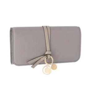 Alphabet Long Leather Wallet In Grey